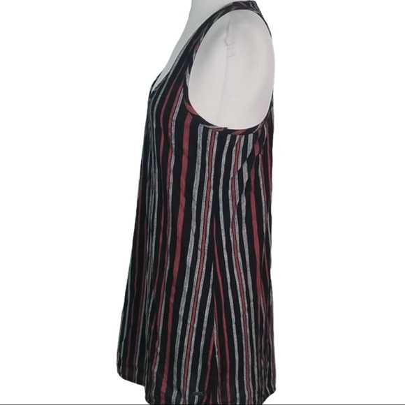 Roxy 📌Sz small navy blue & red striped tunic tank, tassels on bottom scoop neck - Picture 3 of 5